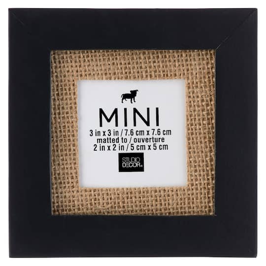 24 Pack: Black Mini Frame With Burlap Mat by Studio D&#xE9;cor&#xAE;